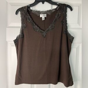 LOFT Chocolate Lace Detail Top